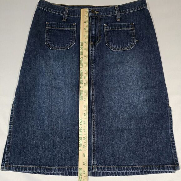 Vtg Y2K 90's Abercrombie & Fitch Midi Slit Hem Denim Skirt Womens 8 Retro USA - Picture 5 of 11